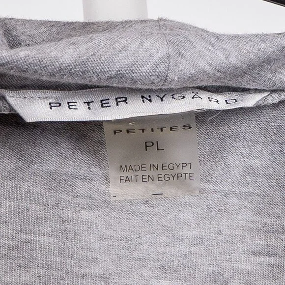 Peter Nygard Shirt Petites PL Womens Heathered Gray Drape Neck Cowl Long Sleeve - Picture 4 of 5